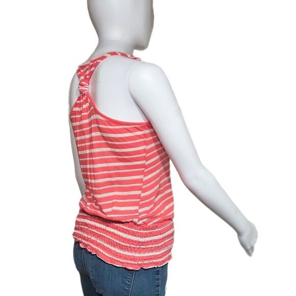Smocked Striped V-Neck Tank   - Picture 9 of 11